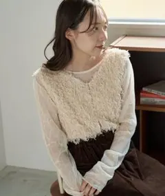 kastane ○ 前後2way ファーショートベスト