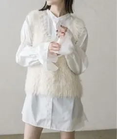 ミスティック リバイバル フリルスリーブ ロング シャツ オフホワイト 長袖