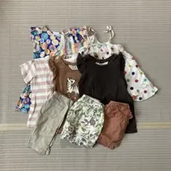 カラフルなワンピース•トップス•ハーフパンツセット 90センチ9点セット