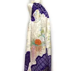 【正絹】着物リメイク 豪華絞りの振袖ドレス／ホルターネックワンピース［410］