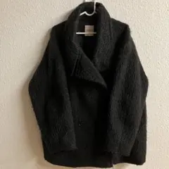 LEPSIM ボア素材 ブラックジャケット ダブルボタン