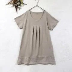 トップバリュ 半袖 チュニック カットソー タック入り ラグラン ゆったり Lのサムネイル