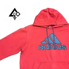 美品 【XL】 ビッグロゴ 裏起毛 adidas パーカー ブラック