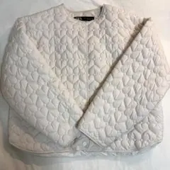ZARA ハート柄キルティングジャケット 白 ホワイト