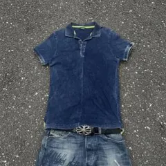 00s【archive】DIESEL indigo polo shirt y2kのサムネイル