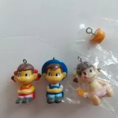 不二家のキャラクターペコちゃん、ポコちゃん、ストラップ3個セット