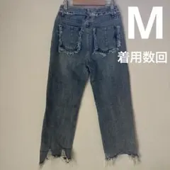 フリンジ加工 ライトブルー デニム