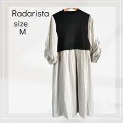 Radarista ワンピース 黒の上着 白とグリーンのストライプ Mサイズ