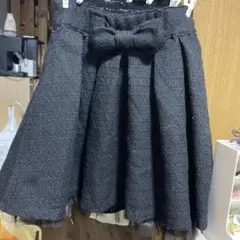 リボン付き黒フレアスカート　タグ付き　難あり