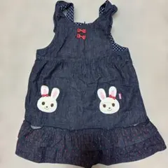 ウサギ刺繍デニム風ジャンバースカート 110