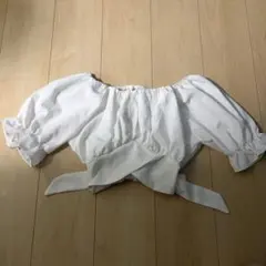 ボリュームスリーブバックリボンショート丈2WAY半袖トップス/短丈ブラウス