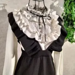 【axes femme】フリルニット ＆ フリル付きロングジャンパースカート