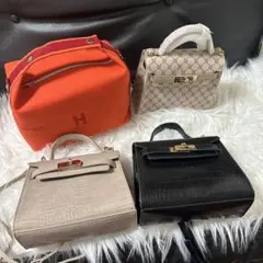 ハンドバッグ4点　まとめ売り　クロコダイル型押し　Hロゴ　レディース　モノグラム