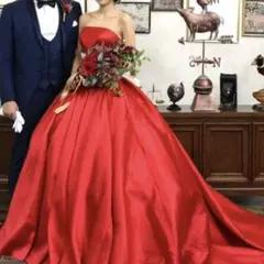 【値下げしました❗️】YNS wedding 結婚式　ドレス　レッド　赤　披露宴