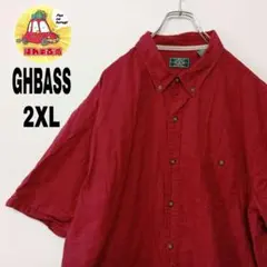 USA古着 G.H.BASS　半袖ボタンシャツ2XL　レッド