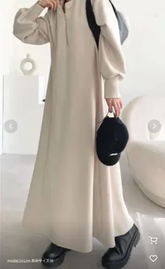 3月限定【美品】GeeRA 前後2WAYハーフジップワンピース アイボリー M