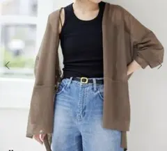 SLOBE IENA リネンボタンレスカーディガン