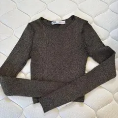 ZARA グレー リブ編み 長袖セーター S