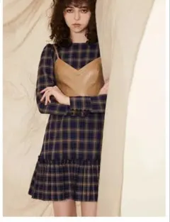 eimy istoire チェック フリル付きミニワンピース