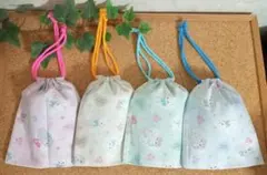 巾着袋・コップ袋　4枚　猫　ハート