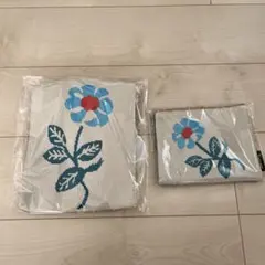 タルティン ニットバッグ&ポーチ 2点セット （青）