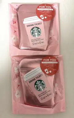 SAKURA2026 スターバックス ミニポーチ ピンク　ドリンクチケット付