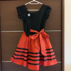 フォーマル　ドレス　ワンピース　キッズ　黒×赤　発表会　結婚式　などに