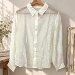 新品 KOBE LETTUCE シアーラインストーンシャツ ホワイト Mサイズ