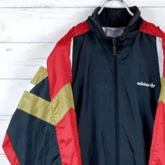 アディダス ナイロンジャケット トレフォイル刺繍 ラグラン 万国旗タグ　Ｍ