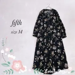 『fifth』フィフス(Ｍ)ロングワンピース 長袖 羽織り前ボタン フラワー柄