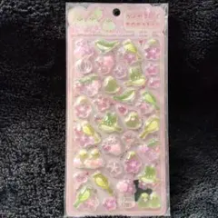 鳥　ボンボン　硬質　シール　ラメ　ドロップ　ウグイス　花　桜