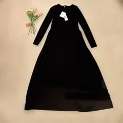 新品未使用コカ可愛いコカcoca ロングニットワンピース黒