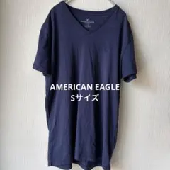 AMERICAN EAGLE Vネック Tシャツ S ネイビー ワンポイント刺繍のサムネイル