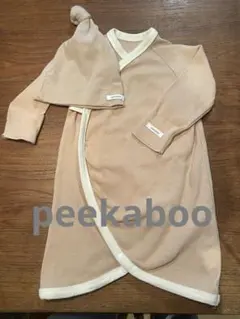 peekaboo 韓国 ベビー服 EVERYコンビ肌着&帽子2点セット　ベージュ