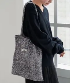 uhr スパンコール装飾トートバッグ グレー