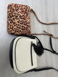 ショルダーバック　まとめ売り　ヒョウ柄とフリンジ付きショルダーバッグセット