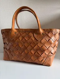 ★美品★ピークスピーク　牛レザー編み込み トートバッグ