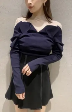 SNIDEL デコルテシースルードッキングニットプルオーバー