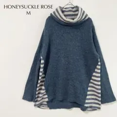 ハニーサックルローズ ニット セーター タートルネック ボーダー 切り替え 紺