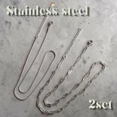 ネックレス 2連 ステンレス シルバー モード 重ね付け お出かけ レディース