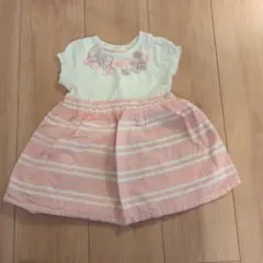 メゾピアノ 半袖ワンピース 90cm ホワイト/ピンク