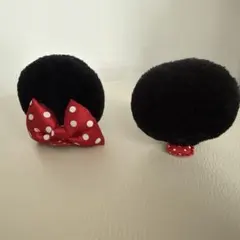 ディズニー ミニー 水玉 パッチン ヘアクリップ ヘアピン リボン　耳型