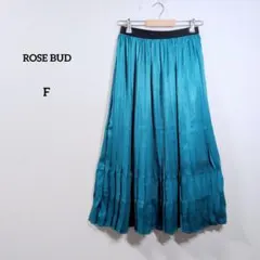 ROSE BUD プリーツロングスカート F ブルー 光沢 フレアのサムネイル
