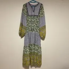 SLOBE IENA パッチワーク柄 ロングワンピース 【価格見直しました】のサムネイル
