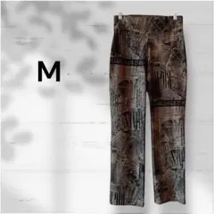 ＊レディース　カジュアルパンツ（M）カッコいい　総柄　薄手　ウエストゴム　楽ちん