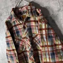 HANGTEN ハンテン チェックシャツ 肉厚 サーフ系 ロゴ刺繍 M〜L