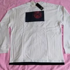 新品♦超激安、祭♦✨モッシモ✨♦レイヤードフォト　長袖Ｔシャツ♦３Ｌ♦色ホワイト