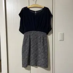 パーティドレス ネイビー 膝丈 上品