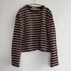 BEAUTY&YOUTH ボーダー 長袖 カットソー ブラウン