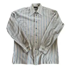 90s YVES SAINT LAURENT ストライプシャツ ブルー アーチド